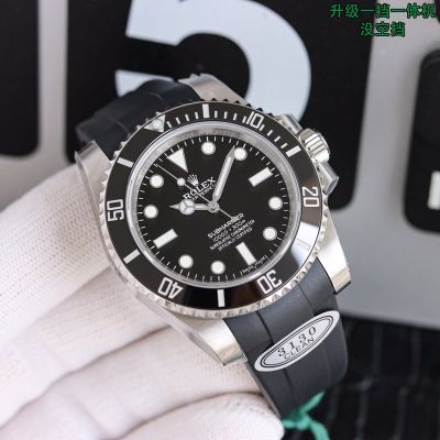 Clean Factory ROLEX Submariner Rubber Strap NO DATE 904L Steel 3130/3230 Watch